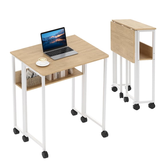 Mini Collapsable Storage Rack GOCAPTAIN 24.8 Inch Folding Desk Rolling Desk – Compact Foldable Laptop ...
