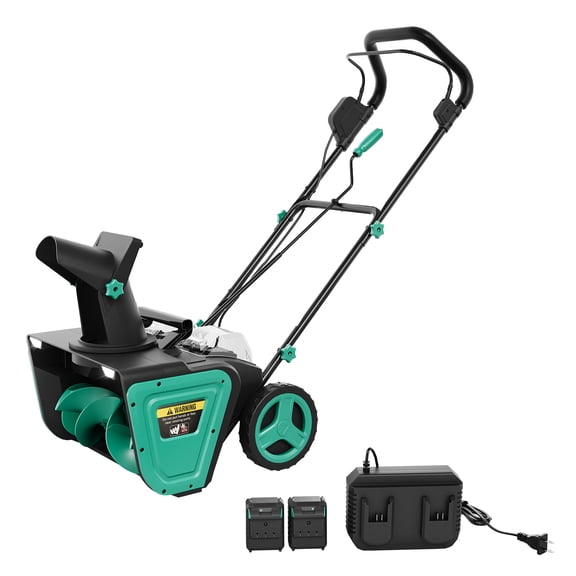 GOCAPTAIN 2x20V 20-Inch Cordless Snow Blower, Electric Snow Thrower with Brushless Motor, 4.0Ah Batteries & Charger, 25ft Throw, LED Lights, Black Lake Blue