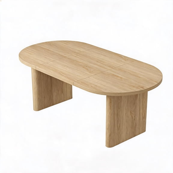 GOCAPTAIN 71" Oval Dining Table for 6-8, Modern Wooden Kitchen Table With Sturdy Thick Base, Long Dining Room Table for Kitchen, Living Room, Natural Wood Color