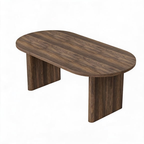 GOCAPTAIN 71" Oval Dining Table for 6-8, Modern Wooden Kitchen Table With Sturdy Thick Base, Long Dining Room Table for Kitchen, Living Room, Brown
