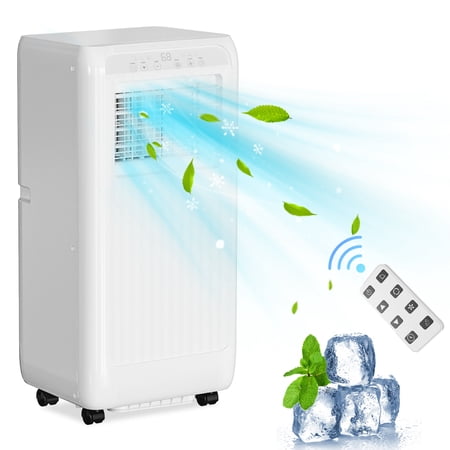 GOCAPTAIN 8000 BTU Portable Air Conditioner Cools 350 Sq. Ft, Fan & Dehumidifier Function, Remote Control, 24H Timer, Standing AC Unit for Bedroom, Office, White