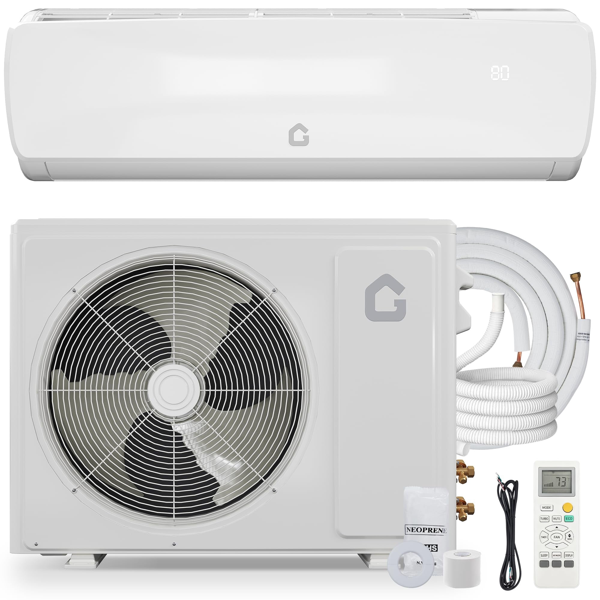 GOCAPTAIN 9000 BTU Mini Split Air Conditioner & Heater, 19 SEER2 115V AC Units Cools Rooms up to 450 Sq.ft, Ductless Inverter, Wall-Mounted, Pre-Charged, Remote Control