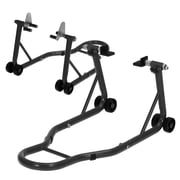 GOCAPTAIN 900LBS Heavy Duty Motorcycle Stand Set, Adjustable Steel Front & Rear Wheel Lift with U Fork & L Spool for Maintenance, Tire Changes, Storage   Fits Sport, Cruiser, Dirt Bikes, Black