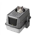thumbnail image 1 of GOCAPTAIN Cat Litter Box Litter Box – Stainless Steel Large High Sided with Lid, Non-Stick, Odor Resistant & Leak-Proof, Anti-Slip Bottom, Easy Clean Metal Tray – for All Cats – Light Black, 1 of 9