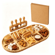 GOCAPTAIN Cheese Board Charcuterie Board Set   23x11.6 Inch Wooden Deli Serving Platter, Built-in Compartments, Magnetic Tray   Serves 8-10 People   Great for Parties, Housewarming, Wedding Gifts