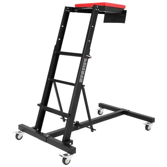 GOCAPTAIN Collapsible Topside Automotive Engine Creeper, Adjustable Height 45"-66", 400LBS Capacity, with 4 Swivel Casters, Red Cushion + I-Shaped Black Base, Base Size: 43.7x33.9in