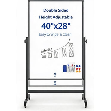GOCAPTAIN Double-Sided Magnetic Whiteboard on Wheels Mobile Dry Erase ...
