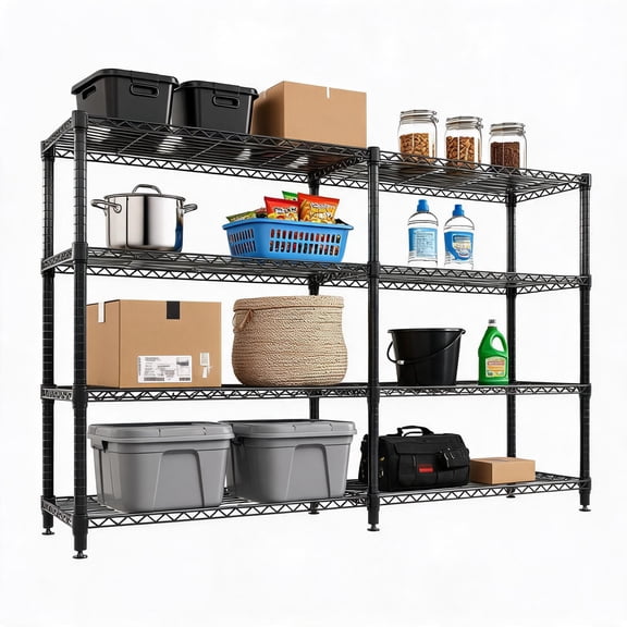 GOCAPTAIN Heavy Duty Shelving Unit, 1060 lbs Capacity, 4-Tier Adjustable Metal Wire Storage Shelves for Garage, Kitchen, 70.8"W x 15.8"D x 59.5"H