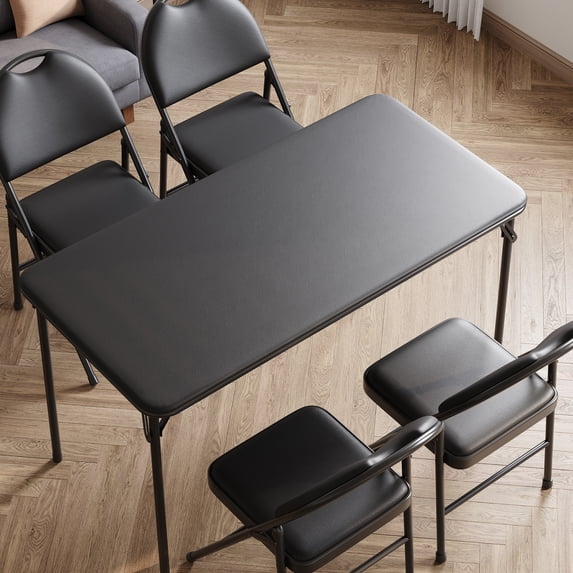 GOCAPTAIN Portable Folding Table, 4ft Rectangle Foldable Table with PU ...