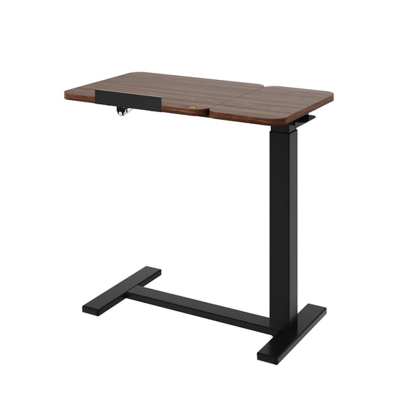 GOCAPTAIN Table Laptop Desk – Small Rolling Mobile Workstation with Adjustable Height & Tilting Desktop, Portable Computer Stand with Wheels for Home Office, Bedside, Black Walnut
