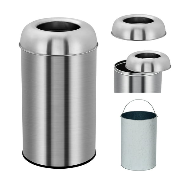 GOCAPTAIN Trash Can Stainless Steel Trash Can – 13 Gallon Open Top Commercial Garbage Bin with Removable Inner Wastebasket for Home, Office, Restaurant
