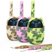 GOCOM Age 3-12 Kids Toys Handheld Child Gift Walky Talky, Two-Way Radio Boys & Girls Toys（Brown+Green+Pink)