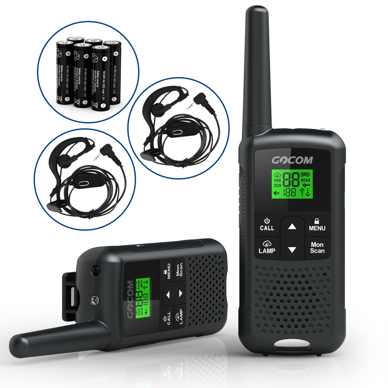 GOCOM G200 Family Radio Service (FRS) Adult Walkie Talkie,Long Range Two  Way Radio Rechargeable 2Pack