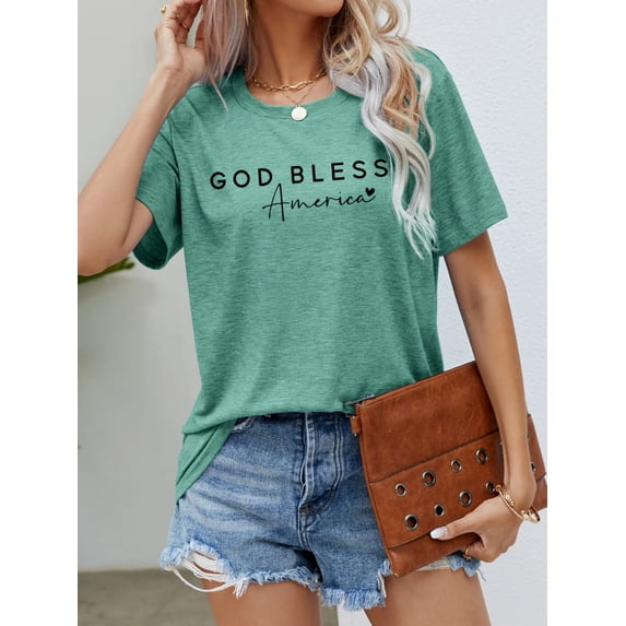 GOD BLESS AMERICA Graphic Short Sleeve Tee