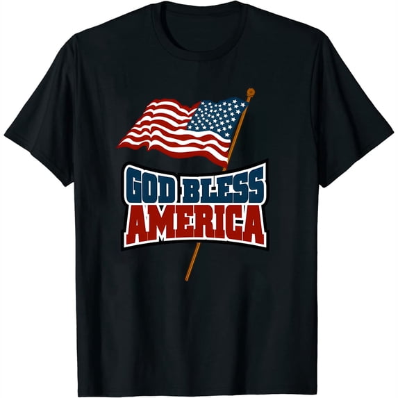 "GOD BLESS AMERICA" Patriotic Men's T-Shirt American Flag Graphic Tee