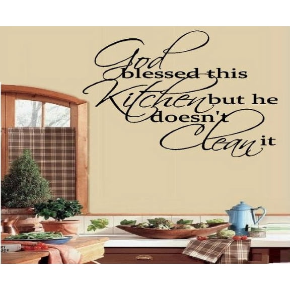 GOD BLESSED THIS KITCHEN ~ WALL DECAL - 13" X 20"