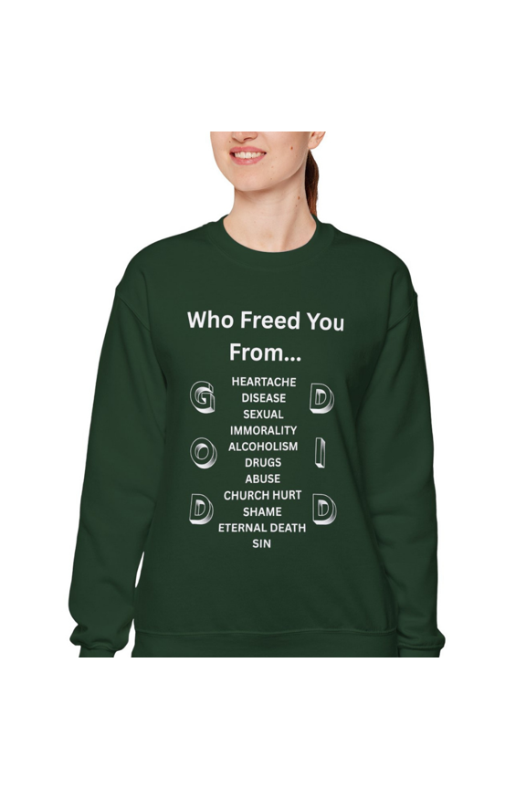 "GOD DID" (WL) Crewneck Sweatshirt w/ Scripture Design (1 John 1:9)