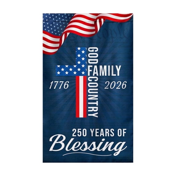 GOD FAMILY COUNTRY 250th Anniversary Flag – Patriotic USA Commemorative Garden Flag (27.6" x 39.4"), Single-Sided Double-Printed
