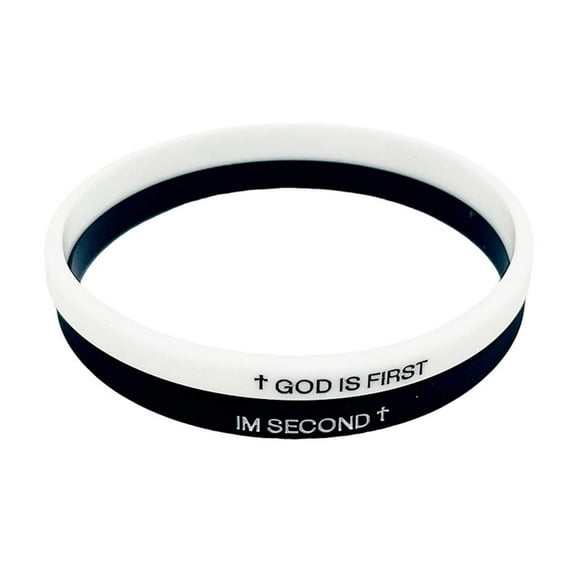 GOD IS FIRST Bracelet IM Second Christian Cross Silicone Rubber Wristbands Couple Bracelets Jesus Faith Jewelry for Women Men
