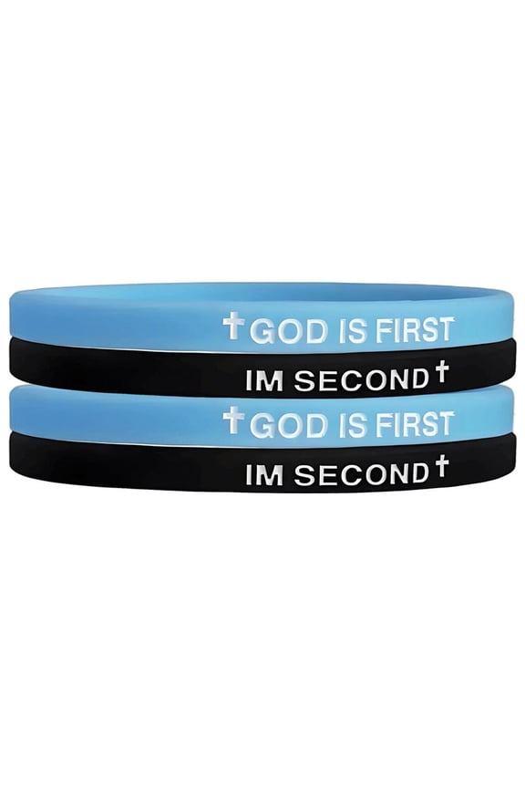 Rubber Bracelets Inspirational Engraved Bible Verses Cross Silicone Bracelet For Women Men Faith Gifts (Set of 4 Bracelets)