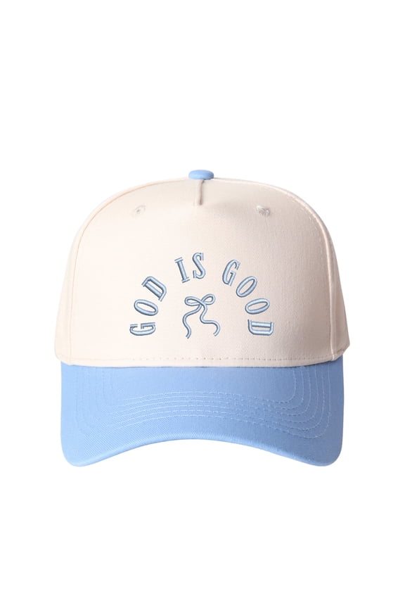 GOD IS GOD Letter Embroidered Color Block Trucker Hat Unisex Adjustable Cotton Breathable Fashion Cap for Travel Daily Wear