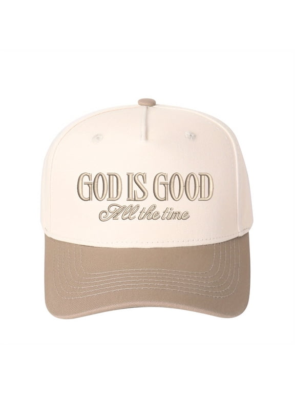 GOD IS GOOD All The Time Embroidered Trucker Hat - Inspirational Christian Cap for Women, Cute Faith-Based Fashion,1 pcs,Khaki