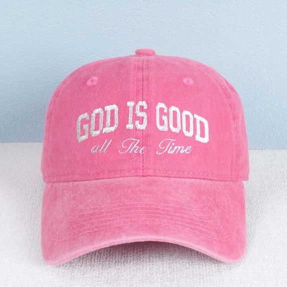 GOD IS GOOD all The Time Letter Embroidered Color Block Trucker Hat Unisex Adjustable Cotton Breathable Fashion Cap for Travel Daily Wear