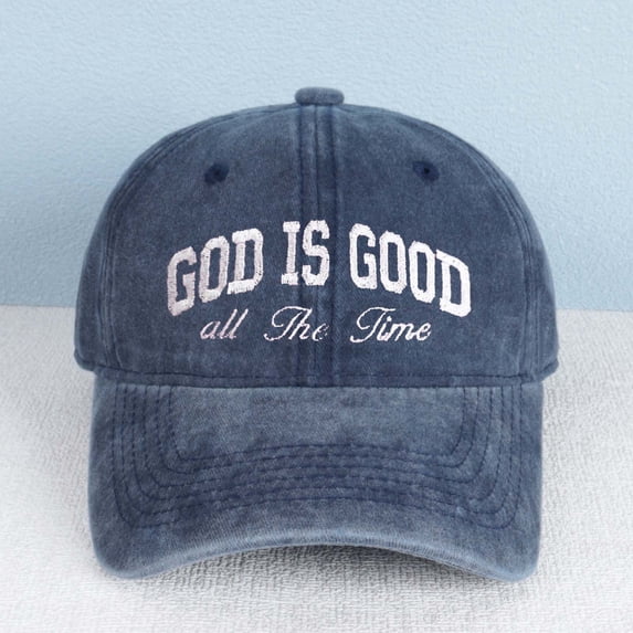 GOD IS GOOD all The Time Letter Embroidered Color Block Trucker Hat Unisex Adjustable Cotton Breathable Fashion Cap for Travel Daily Wear