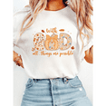 thumbnail image 1 of With GOD All Things Are Possible Print T-shirts Preppy Floral Fall Lace Pumpkin Graphic Tees Short Sleeve Casual Flower Tops for Daily Outfits White,4XL, 1 of 5