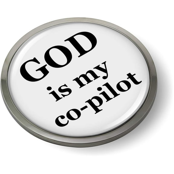 GOD is My CO-Pilot 3D Domed CAR Emblem Badge Sticker Chrome Metal Round Bezel