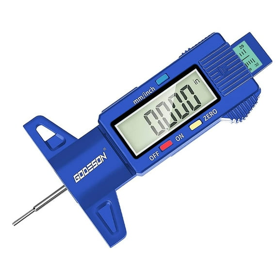 GODESON Blue Digital Tire Tread Depth Gauge UK,0-25.4 Mm Inch Tire Guage Digital with Large LCD Display and Blue Tire Depth Gauge Measuring tool for Cars,Trucks,Moto
