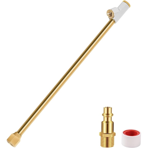 GODESON Extended Reach Air Chuck for Semi Truck, 1/4" FNPT 11.8" Dual Head Brass with Quick Plug, 2-Way Connect for Semi, RV & Dually Tires