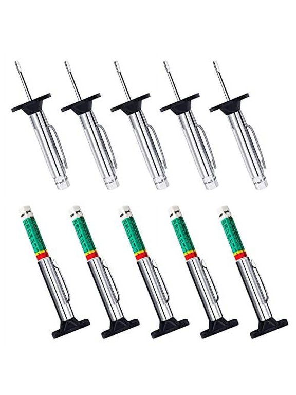 Tire Tread Depth Gauge , 6-Sided Smart Color Coded Tire Depth Gauge, Tire Depth Measurement Tool in 32nds(Pack of 10)