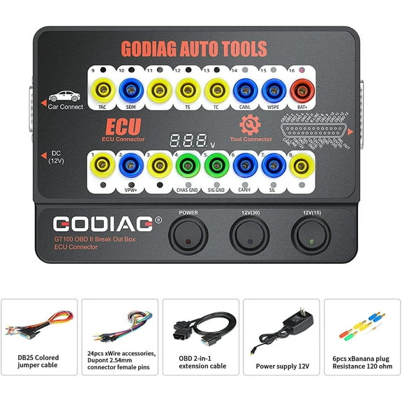 GODIAG GT100 Breakout Box OBDII Protocol Detector ECU Bench Connector OBD Diagnostic Port Tester