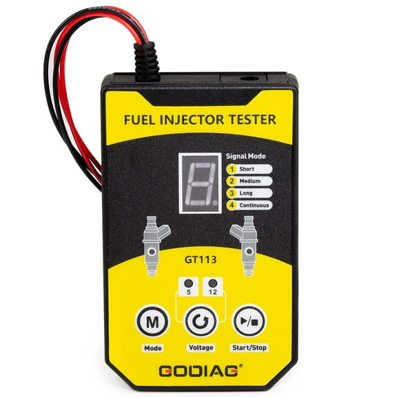 GODIAG GT113 Universal Car Fuel Injector Tester Motorcycle Fuel Injector Cleaner Kit with 6 Sizes of Adapters 8 Pulse Modes