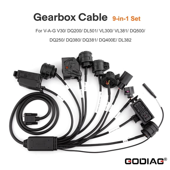 GODIAG Gearbox Cable 9-in-1 Set, Compatible for VAG V30/ DQ200/ DL501/ VL300/ VL381/ DQ500/ DQ250/ DQ380/ DQ381/ DQ400E/ DL382
