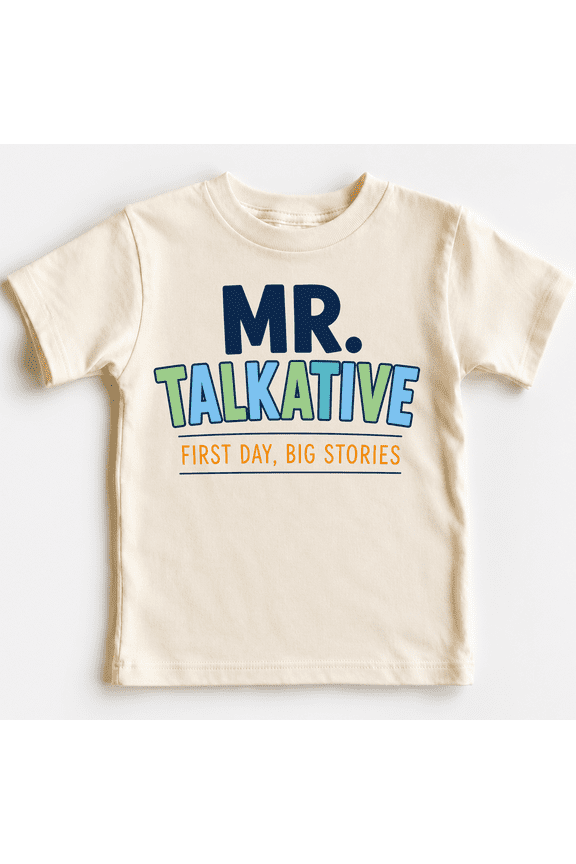 Boys First Day Back To School Cotton Shirt Mr Talkative Graphic Tee