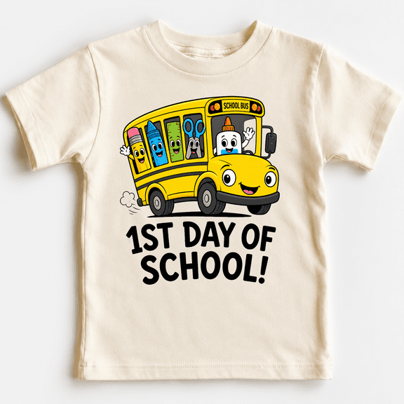 GODMERCH Boys Girls First Day Back To School Cotton Shirt School Bus Graphic Tee