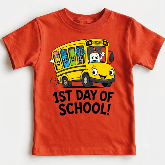GODMERCH Boys Girls First Day Back To School Cotton Shirt School Bus Graphic Tee