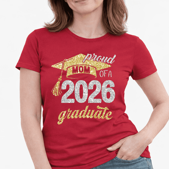 GODMERCH Proud Mom of 2026 Graduate T shirt, Graduation Shirt for Mom, Comfortable Tee Top