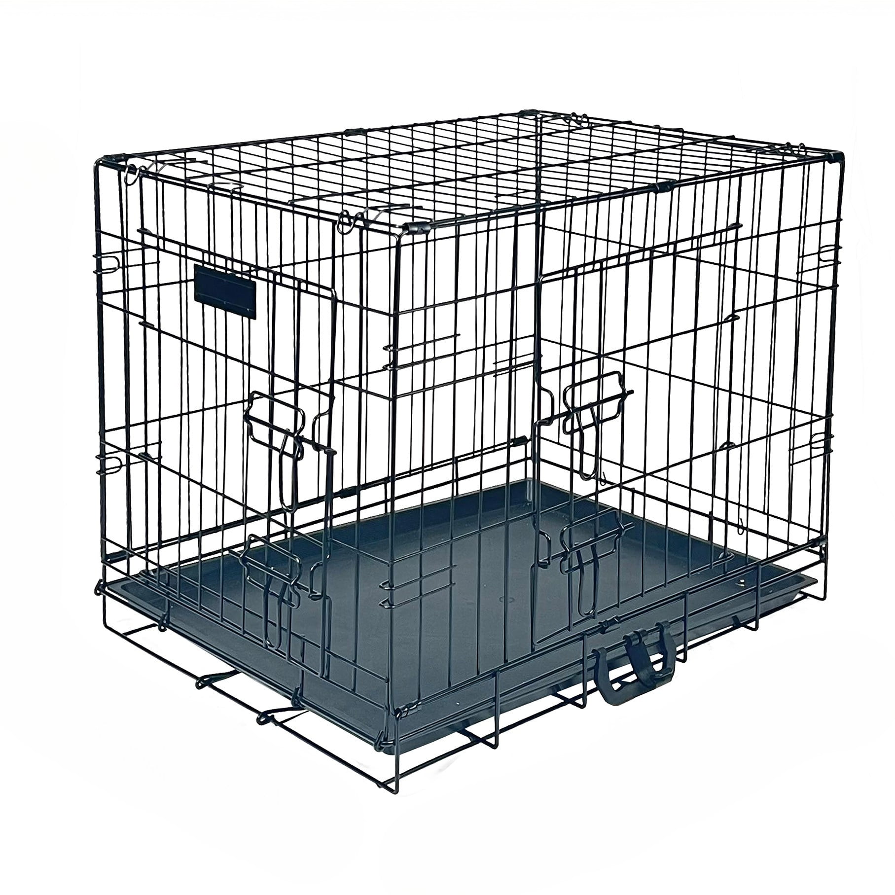 GODOHOME 24'' Collapsible Dog Crate Wire Pet Dog Crate with Double Doors
