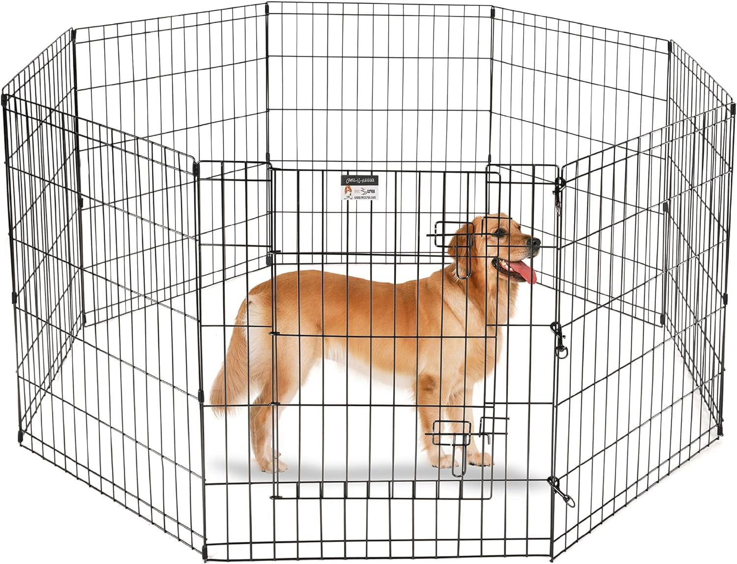 GODOHOME 30″Foldable Metal Playpen Eight Piece Fence Dog Cage, Black