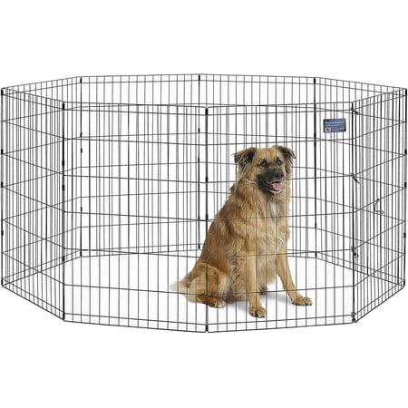GODOHOME 36?Foldable Metal Playpen Eight Piece Fence Dog Cage, Black