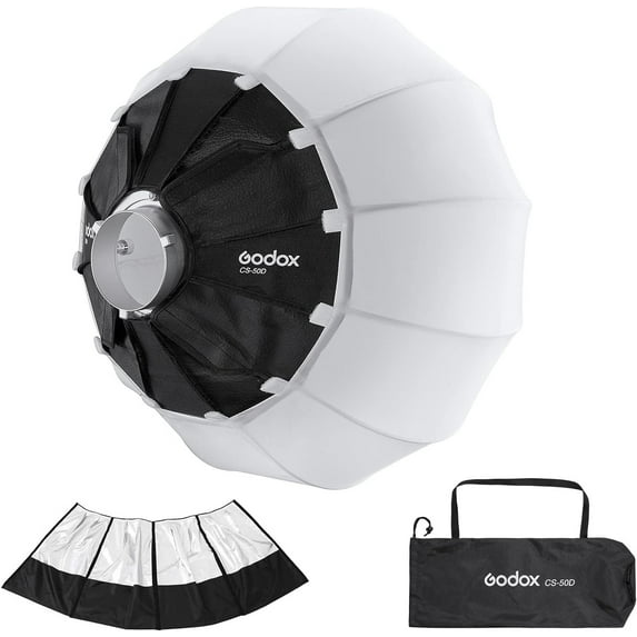 GODOX CS-50D with SS-50 Skirt Lantern Softbox 50cm/20inch Omni-Directional Light Modifier Bowens Mount for Godox SL60W SL150II, UL150, VL150 Light for Video Recording, Live Streaming, and Filmmaking