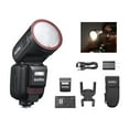 thumbnail image 1 of GODOX V100S TTL Round Head Camera Flash USA Version,100Ws 2.4G HSS 1/8000 Speedlite,70 Full Power Flashes,1.7s Recycling,2980mAh Li-ion Battery,10 Levels LED Modeling Lamp Compatible withSony, 1 of 9