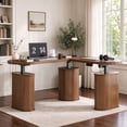 thumbnail image 1 of GODPAW L-Shaped Electric Standing Desk with Storage, 61.8" x 55.1", Height Adjustable, Walnut, 1 of 9