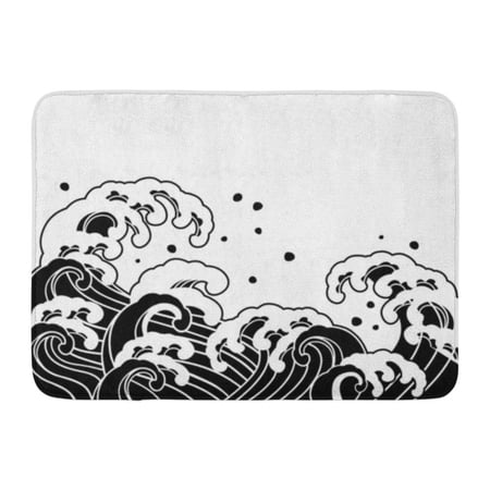 GODPOK Abstract Blue Ocean The Wave of Japanese Painting Graphic Designt Rug Doormat Bath Mat 23.6x15.7 inch
