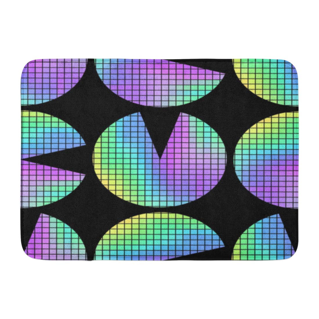 GODPOK Abstract Colorful 80S Holographic Circles on Black in Minimalist ...