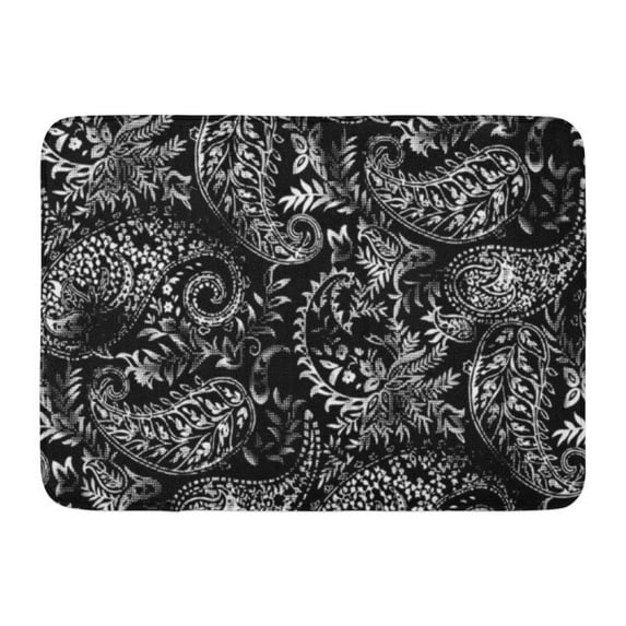 GODPOK Abstract Floral Black and White Paisley Flower Beautiful Rug Doormat Bath Mat 23.6x15.7 inch