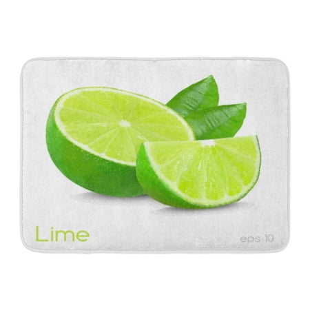 GODPOK Abstract Green Half Lime Slice White Sweet Bright Rug Doormat Bath Mat 23.6x15.7 inch